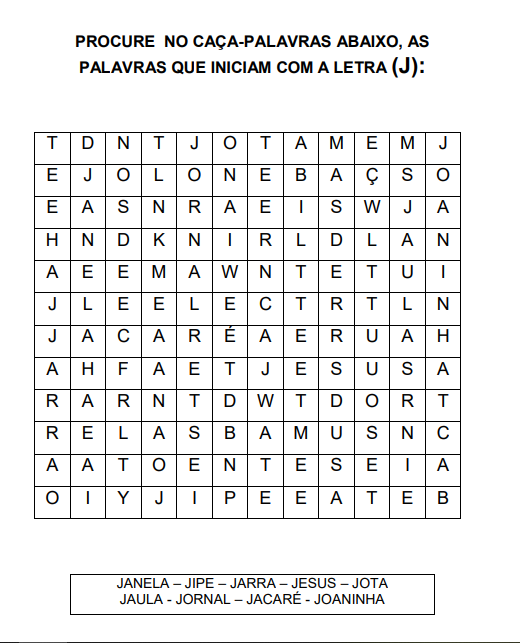 Caça-palavras alfabético - SOS Professor Atividades - Alfabeto